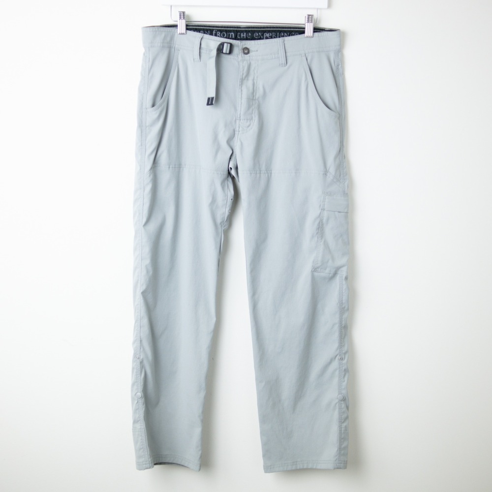 prAna Stretch Zion Pants Men's 34x30 Light Gray Standard Cargo Hiking M4ST30116